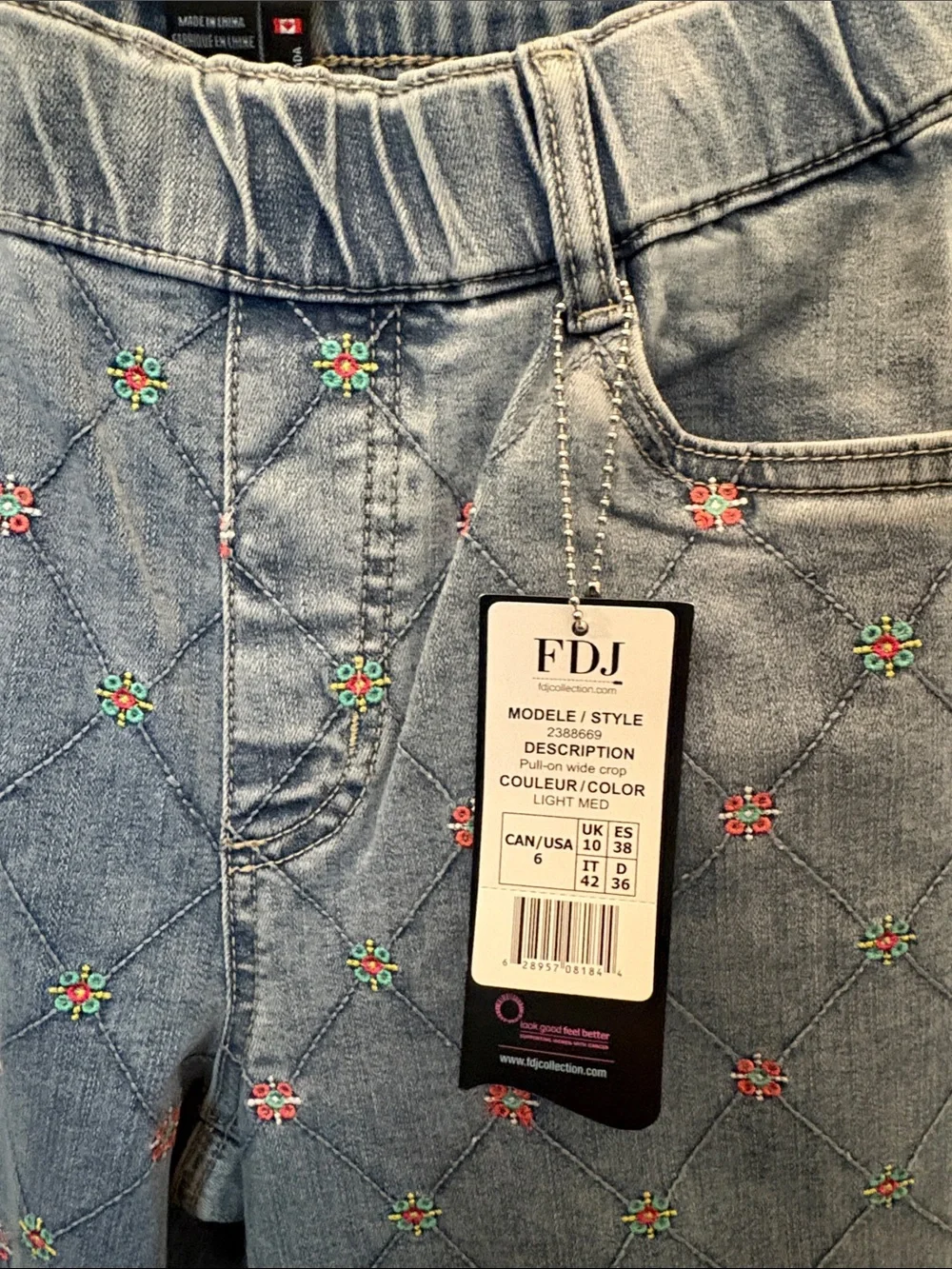 FDJ-Light Wash Embroidered Women’s Jeans - Picture 2 of 3